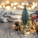 christmas composition with festive gift blurred background